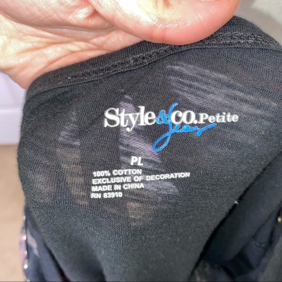 Style & Co. Jeans Studded Embellished Floral Print Top Y2K Size Petite Large - Picture 8 of 9